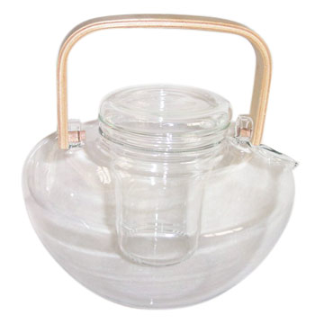 Glass Teapot With Wooden Handles